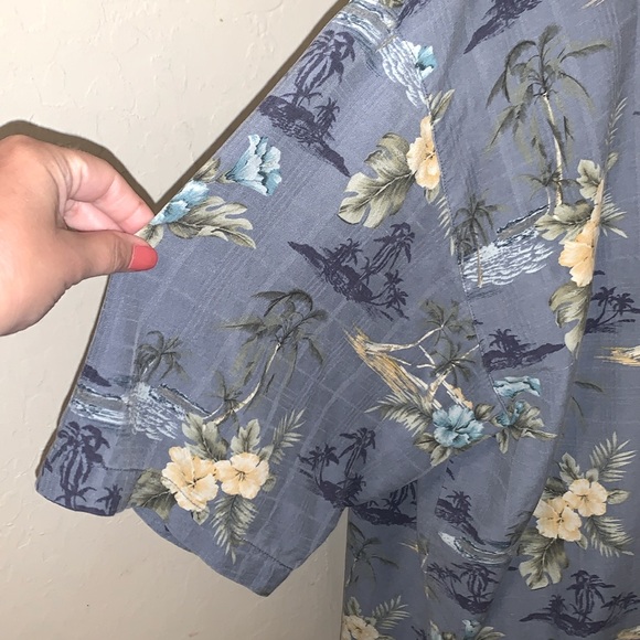 🎁Like New Vintage Jamaica Jaxx Men's Blue/White Silk Jamaican Shirt- Large - Picture 7 of 8